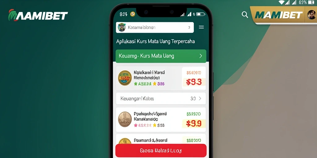 Antarmuka utama MAMIBET yang menampilkan nilai tukar mata uang.