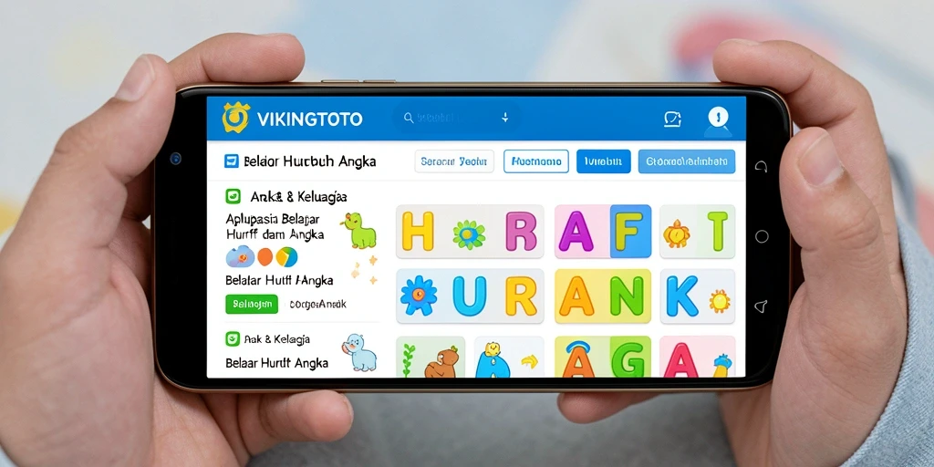 Tampilan antarmuka aplikasi VIKINGTOTO yang menyenangkan untuk belajar huruf dan angka.