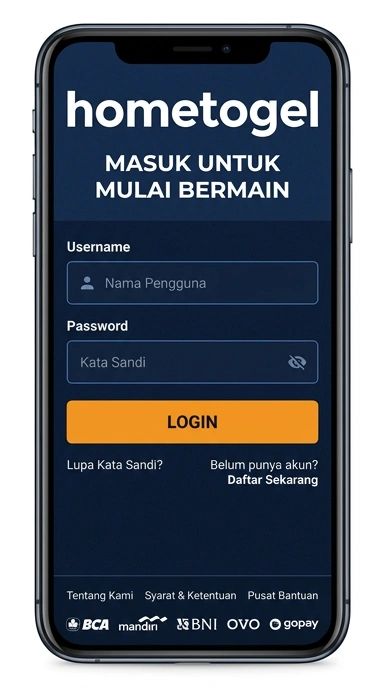 Tampilan halaman login hometogel